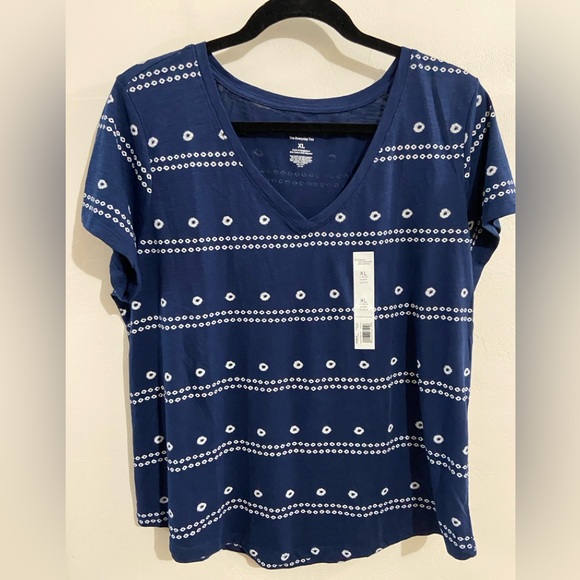 Navy Geo Stripe Short Sleeve Tee. - NWT - Picture 2 of 6